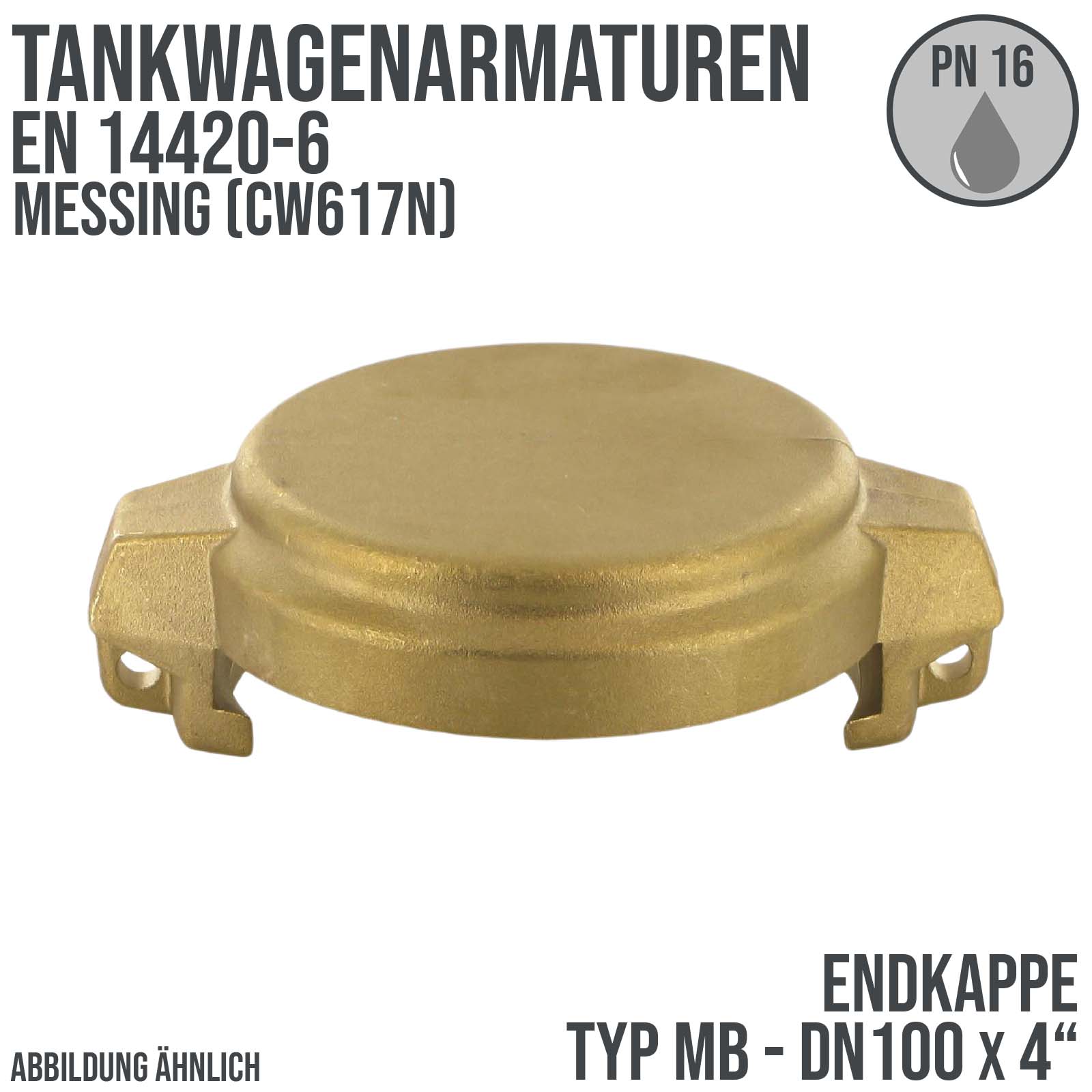 DN100 x 2" Zoll Tankwagen Endkappe Typ MB Messing (CW617N) - PN 16 bar