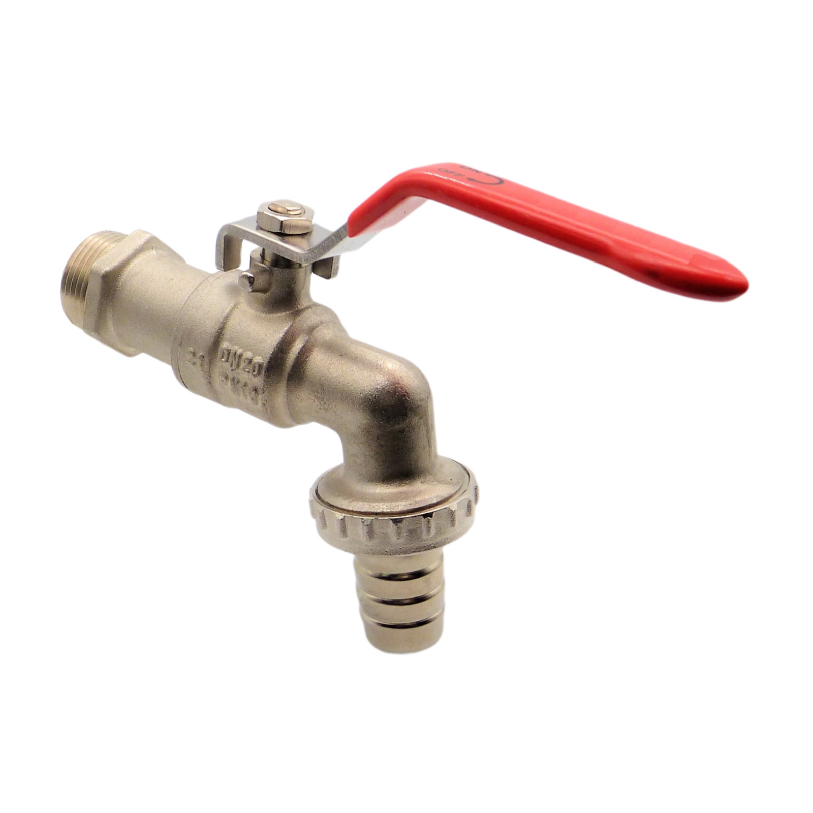 1/2" Messing Auslauf Kugel Wasser Hahn Ventil Aussengewinde Tülle 12mm - PN 10 bar