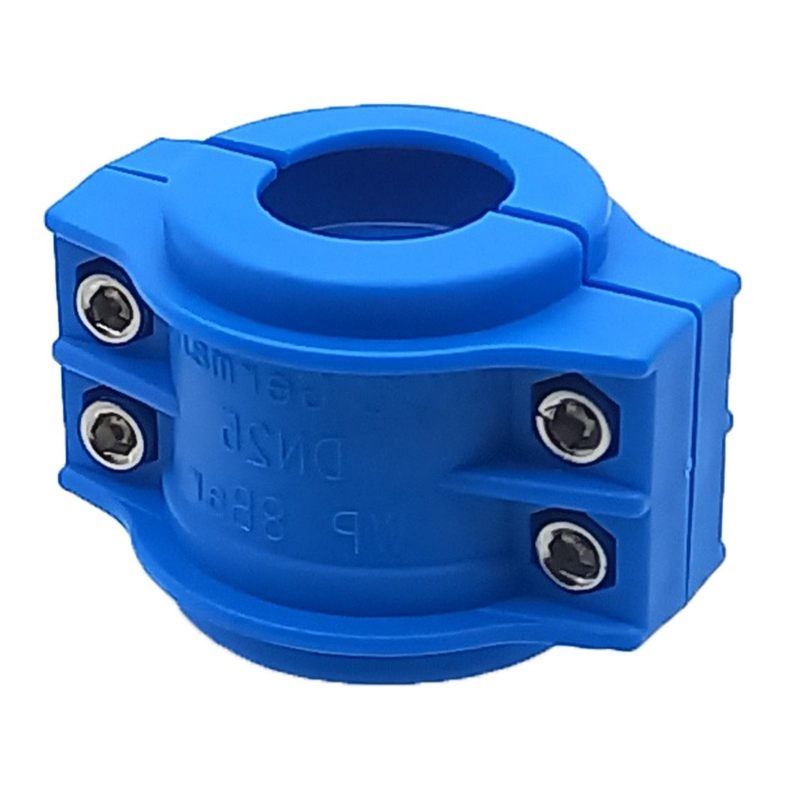 DN 38 Klemmschale Polypropylen PP blau Spannbereich 53 - 56 mm für Schlauch ID x AD 38 x 54 mm - PN 8 bar