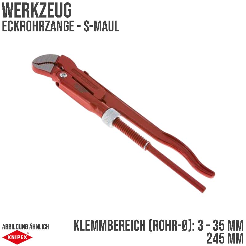 245 mm Eckrohr Zange 45° S-Maul Klemmbereich 3 - 35 mm Knipex