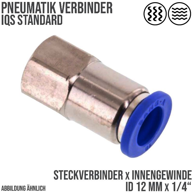 12 mm x 1/4" Pneumatik Steck Verbinder IQS Innengewinde - PN 20 bar