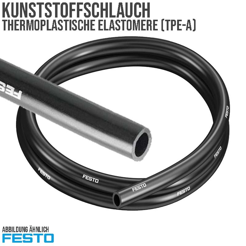 16 x 12 mm TPE Kunststoff Pneumatik Druckluft Schlauch PAN schwarz (553917) - PN 19 bar