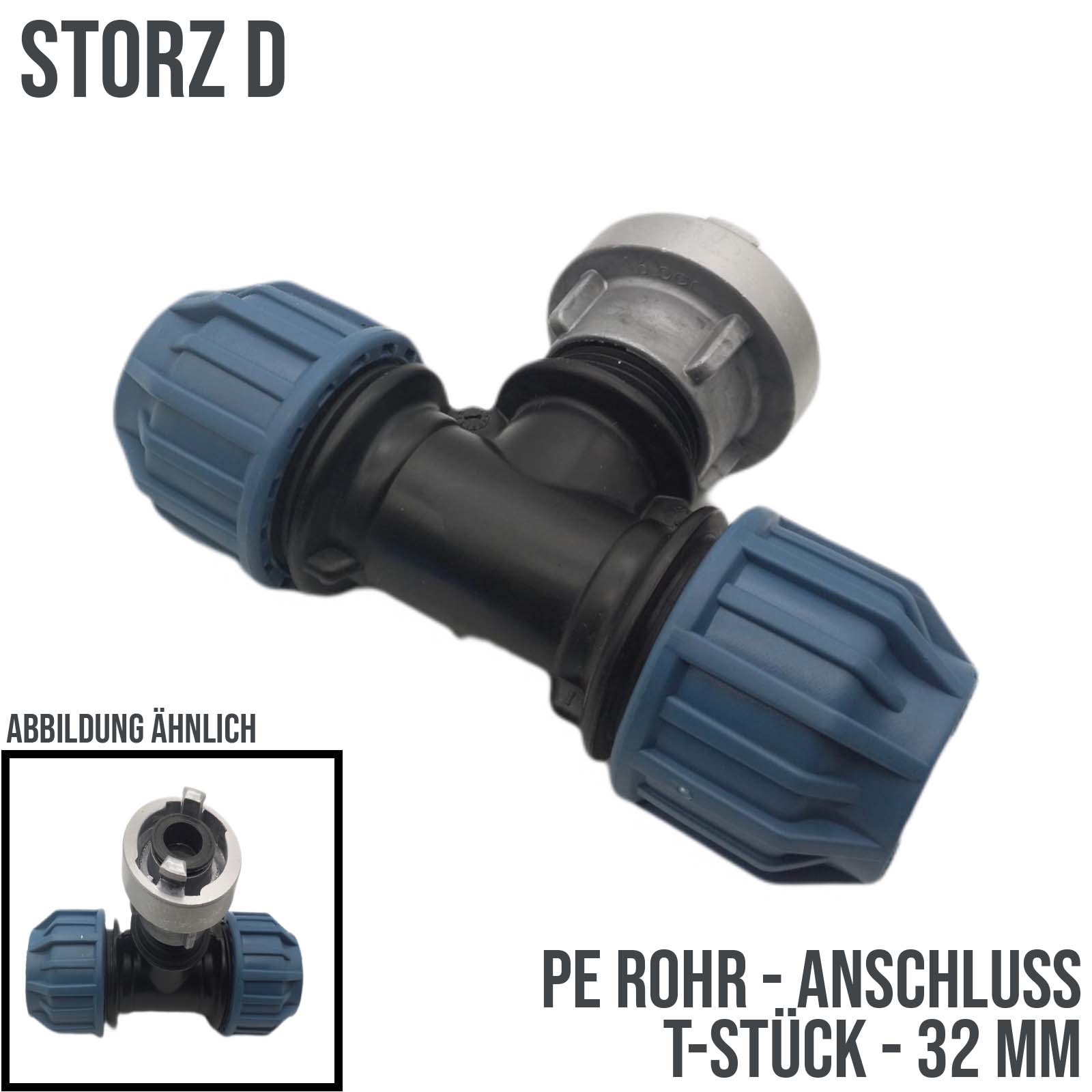 STORZ D DN 25 KA 31 Übergangsstück Adapter -> 32 mm PE T-Stück Rohr Klebeschlauch