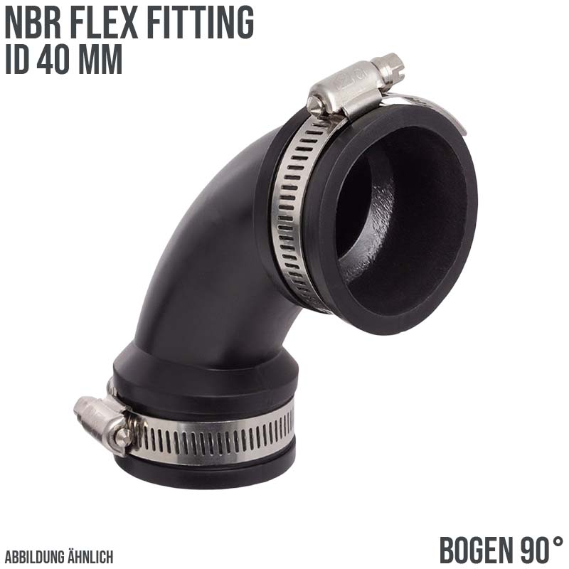 40 mm NBR Flex Fitting Bogen 90° Verbinder Reparatur (Klemmbereich 34 - 42 mm)