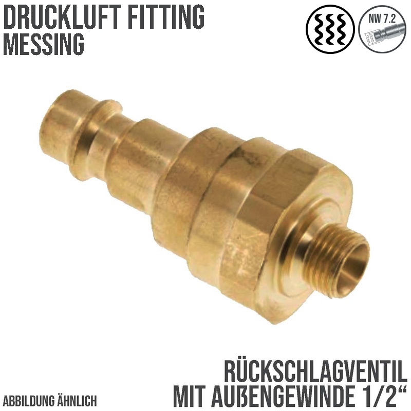 1/2 " Druckluft Stecker Nippel Einsteck Anschluss NW 7,2 mit Außengewinde (AG) Rückschlagventil