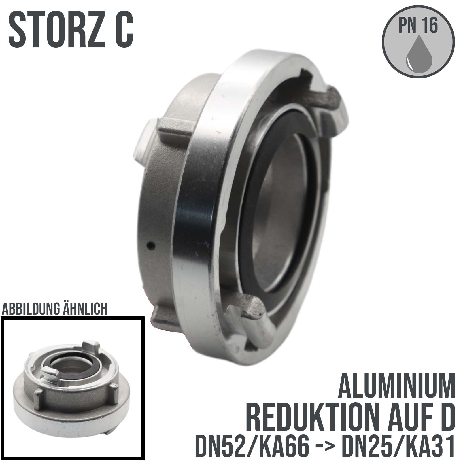 STORZ C DN52 KA66 auf D DN25 Reduktion Adapter Kupplung Schlauchkupplung PN 16 bar