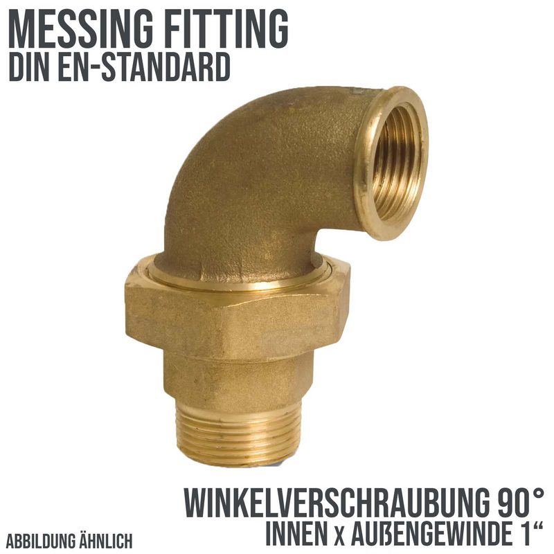 1" Winkelverschraubung 90° Nr. 96 Innen x Außengewinde IG x AG Messing Fittings PN 40 bar