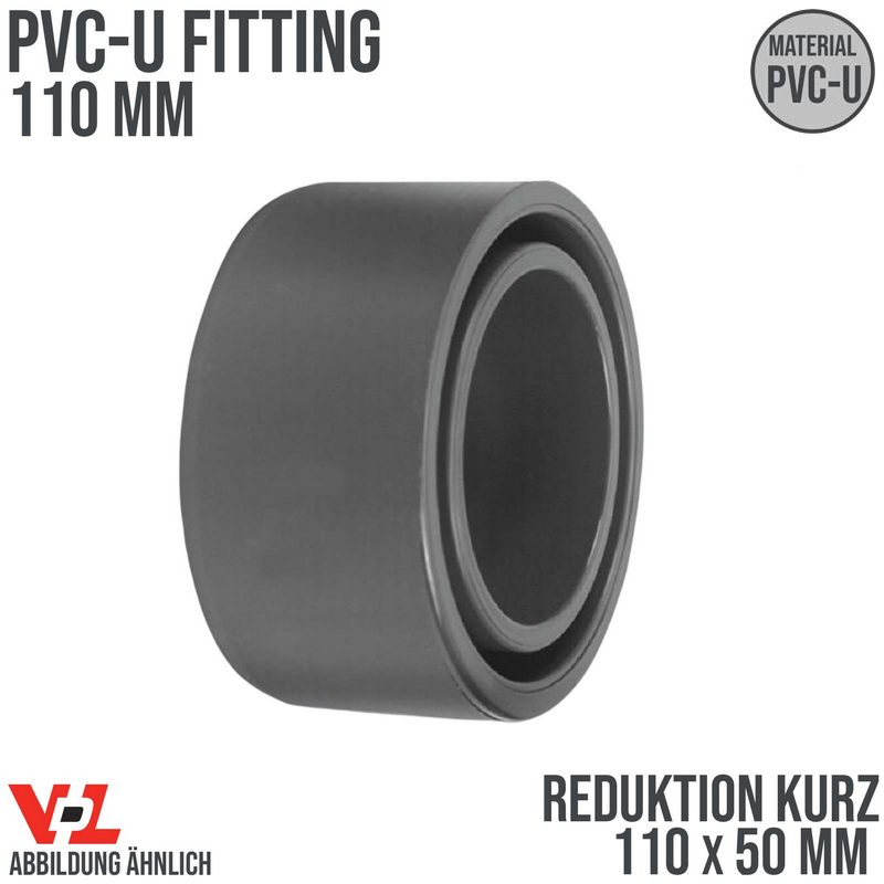 110 x 50 mm VDL PVC Klebe Fitting Reduktion kurz Muffe Verbinder - PN 16 bar