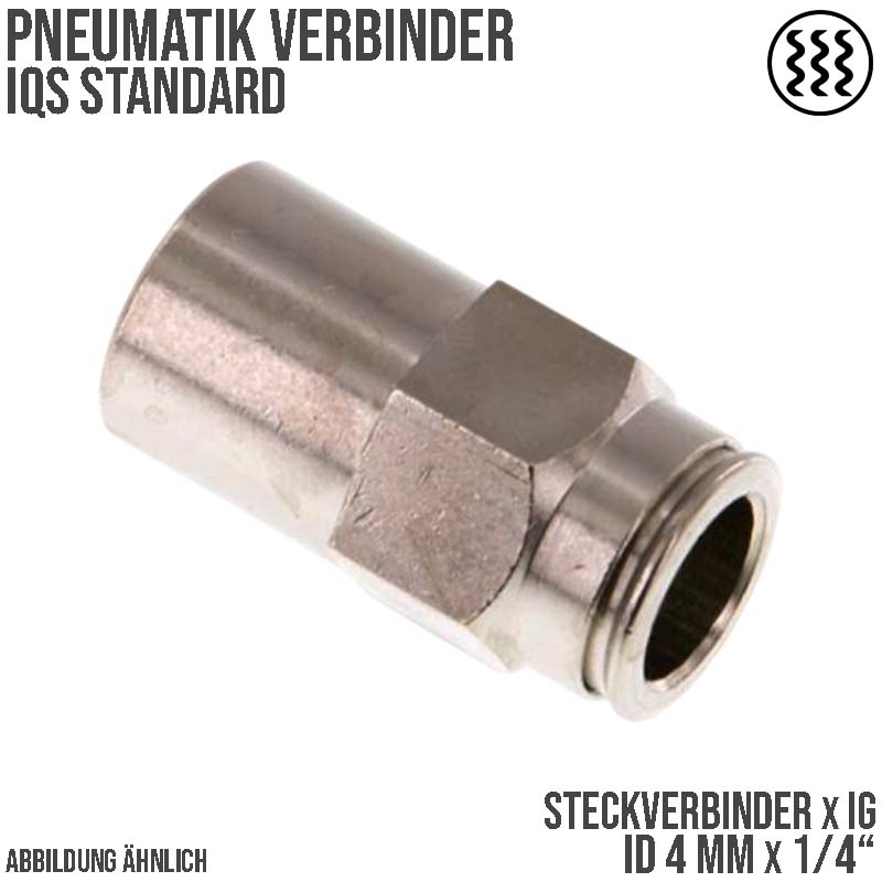 4 mm x 1/4" Pneumatik Schnell Steck Verbinder IQS MSV Messing Innengewinde - PN 16 bar