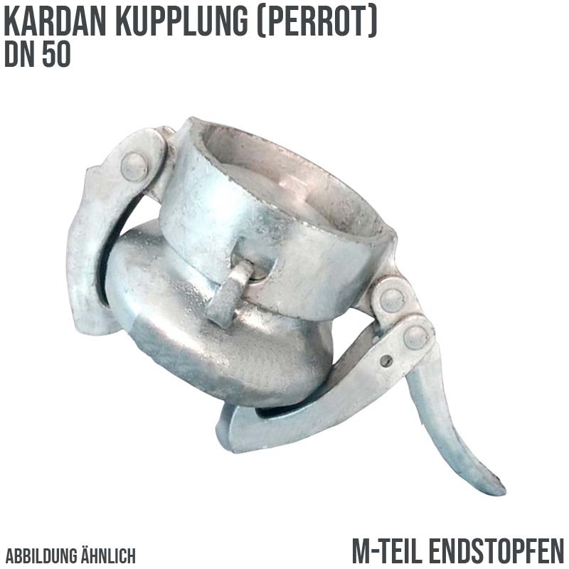 DN 50 Kardan Perrot Kupplung M-Teil Endstopfen Gülle Schlamm Schlauch