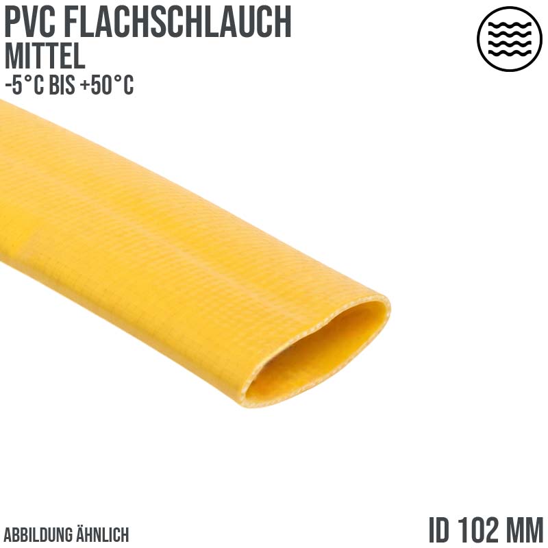 102mm PVC Flach Schlauch Grund Wasser Enwässerung mittel gelb PN 5 bar - 100m