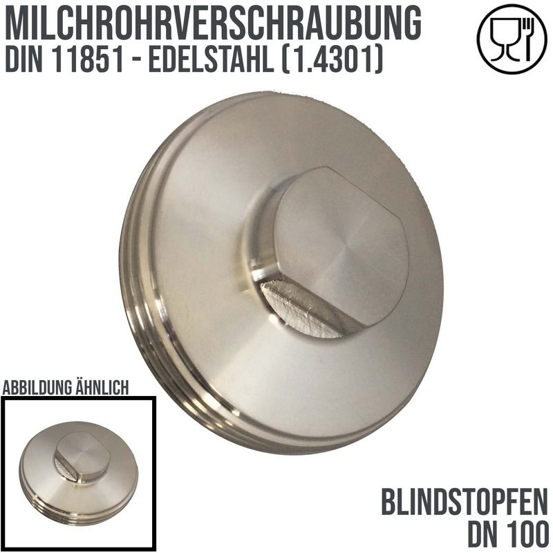 DN 100 Milchrohr Verschraubung DIN 11851 Stopfen Verschluss Außengewinde AG - PN 25 bar