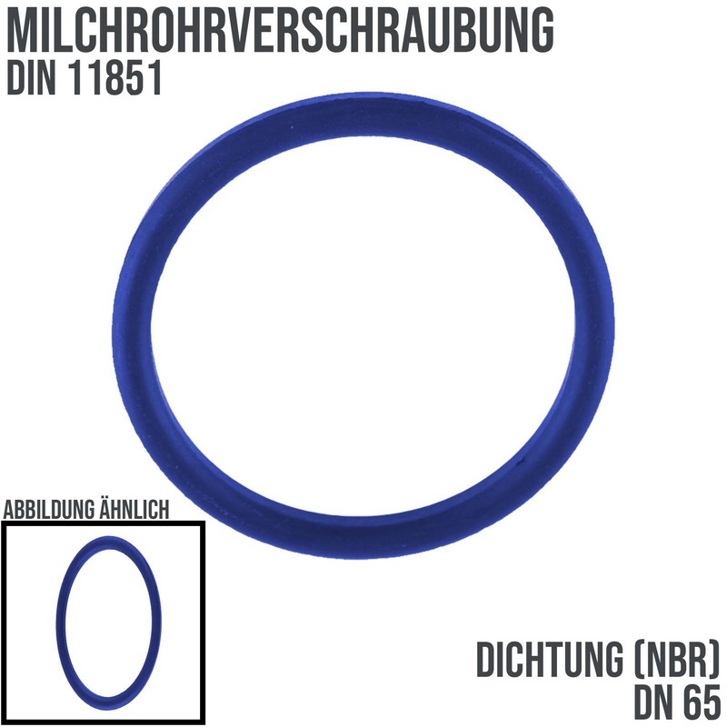 DN 65 Milchrohr DIN 11851 Dichtung NBR blau FDA - 71 x 81 x 5 mm