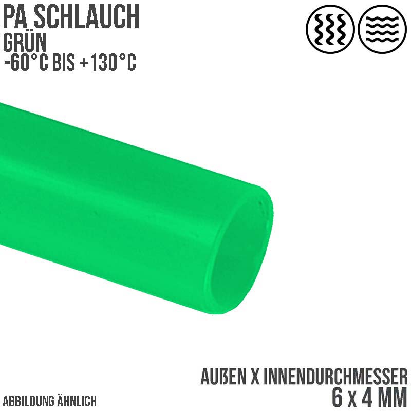6 x 4 mm Polyamid PA Pneumatik Schlauch grün - PN 27 bar