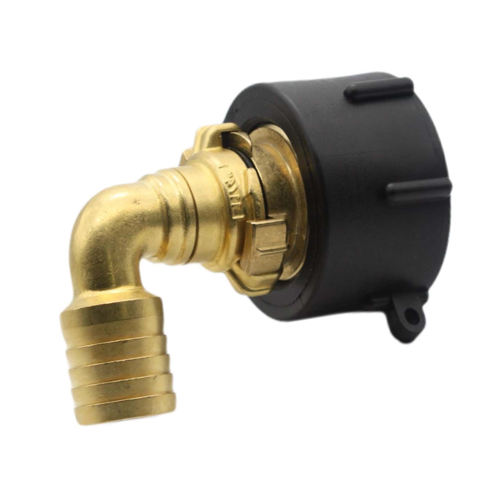 S60 x 6 IBC Adapter auf Schnellanschluss + 90° Kupplung drehbar 1 1/4" 32mm Container Tank Zubehör (GEKA kompatibel) 