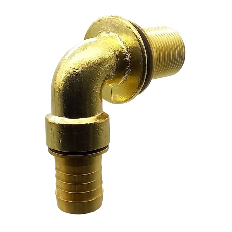 90° Tank Regen Tonnen Durchführung Messing Schlauch Tülle Stutzen 25mm (1") - Anschuss Set PN 10 bar