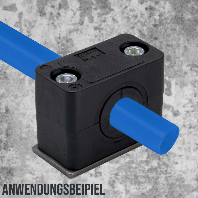 32 mm Rohrschelle Polypropylen PP leichte Baureihe Anschweißplatte Elastomereinsatz