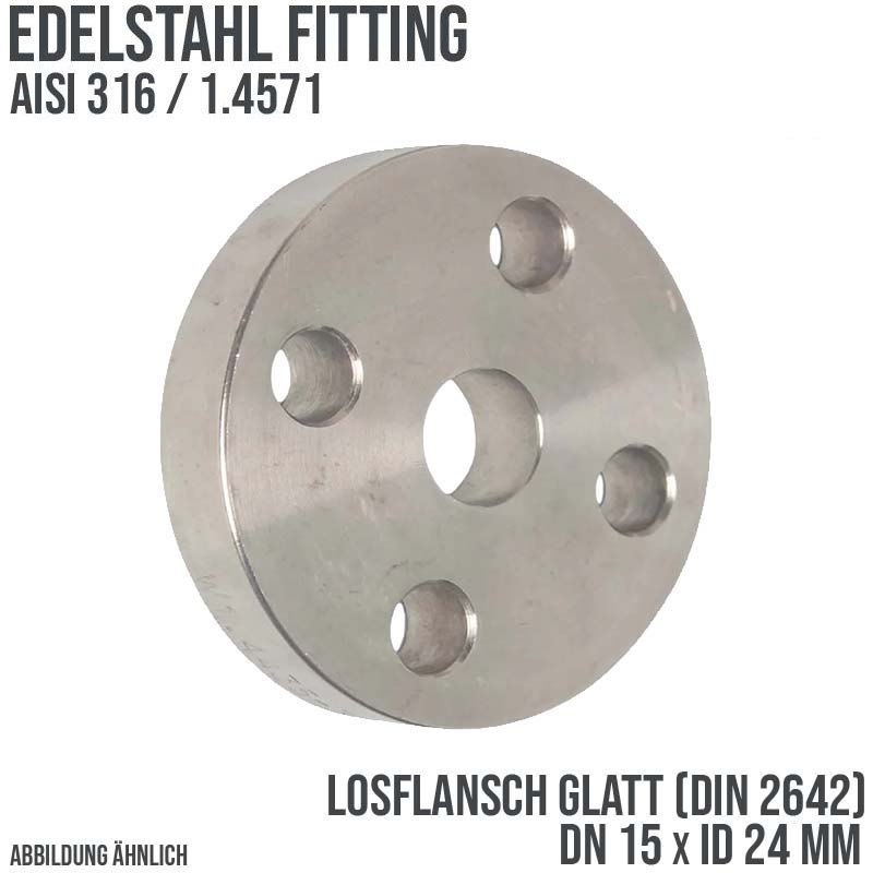 DN 15 Los Flansch glatt Stumpfschweißung Edelstahl Fitting V4A AISI 316 DIN 2576 - PN 10 bar
