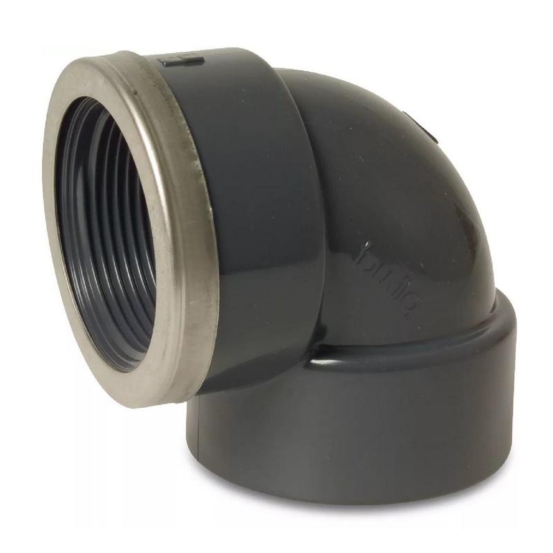 25 mm PVC Klebe Fitting Winkel 90° Innengewinde IG verstärkt 25 mm x 3/4" Muffe Verbinder - PN 16 bar