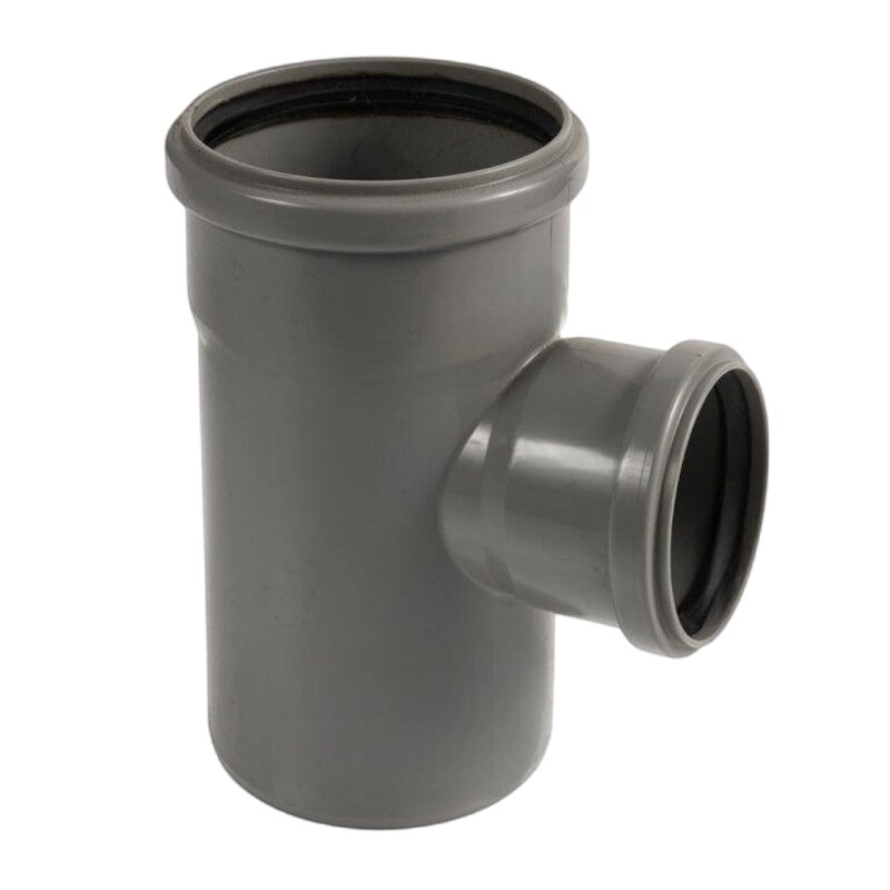75 x 50 mm PP T-Stück 87° Abzweig Abfluß Abwasser HT KG Rohr Steckmuffe x Stutzen grau