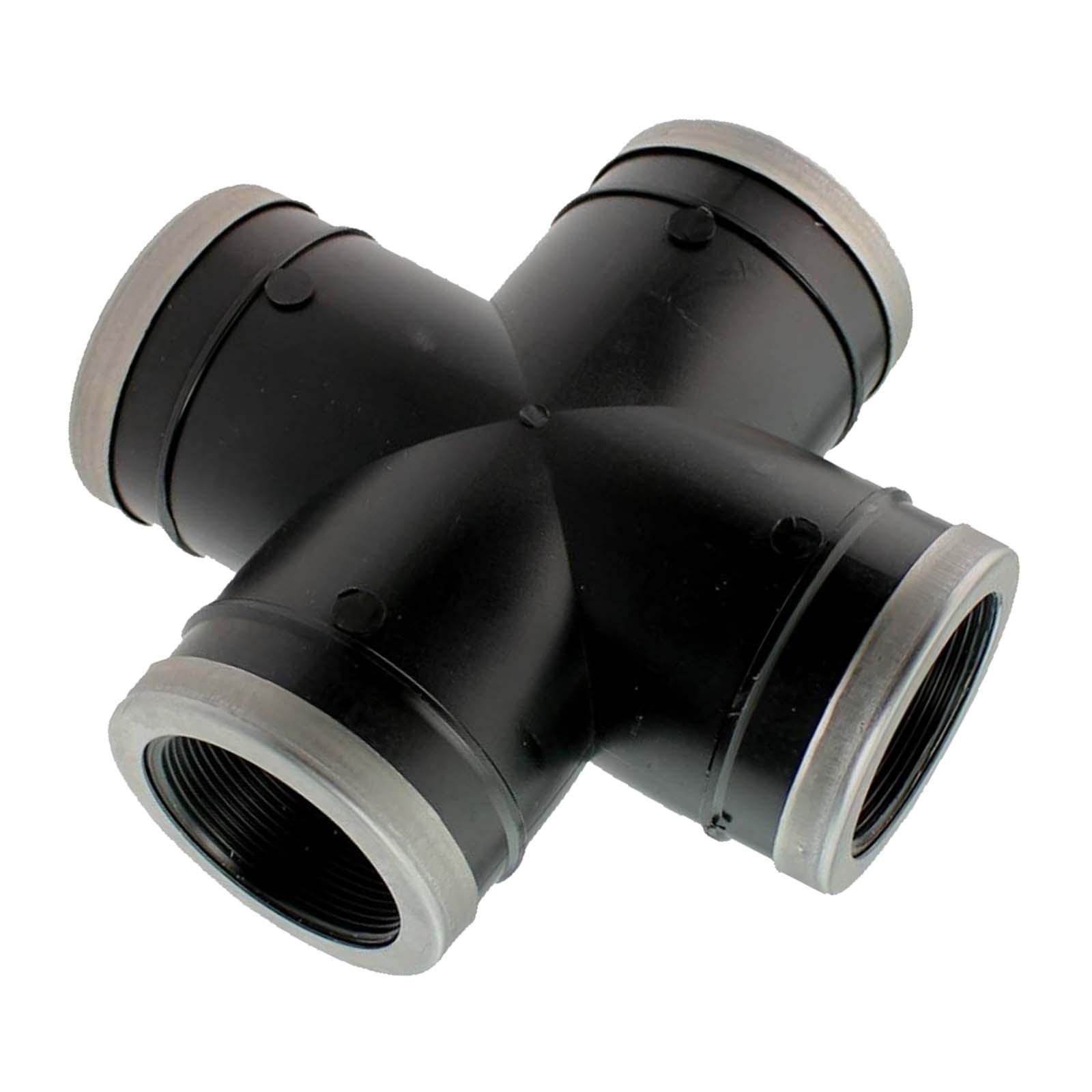 2 " PP Gewinde Fitting Kreuz schwarz Innen x Innengewinde IG Polypropylen - PN 10 bar
