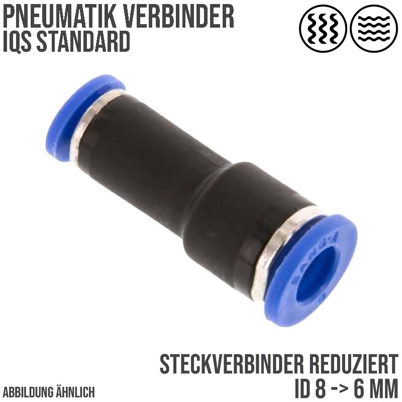 8 mm x 1/8" Pneumatik Steck Verbinder Winkel 45° IQS Außengewinde konisch - PN 20 bar