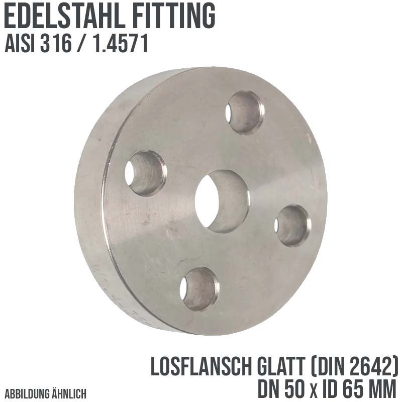 DN 50 Los Flansch glatt Stumpfschweißung Edelstahl Fitting V4A AISI 316 DIN 2576 - PN 10 bar