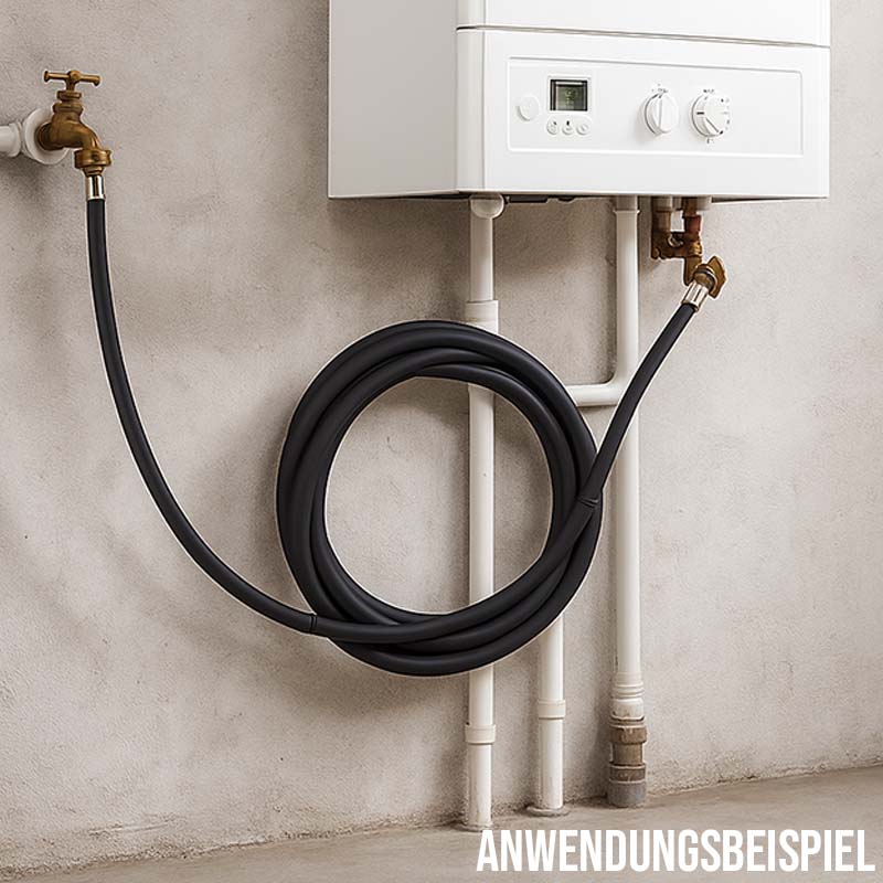 25 m Heizungs Füll Wasser Heizkörper Radiator Sanitär Schlauch schwarz - 3/4" Gerade/Winkel Anschluss - PN 8 bar