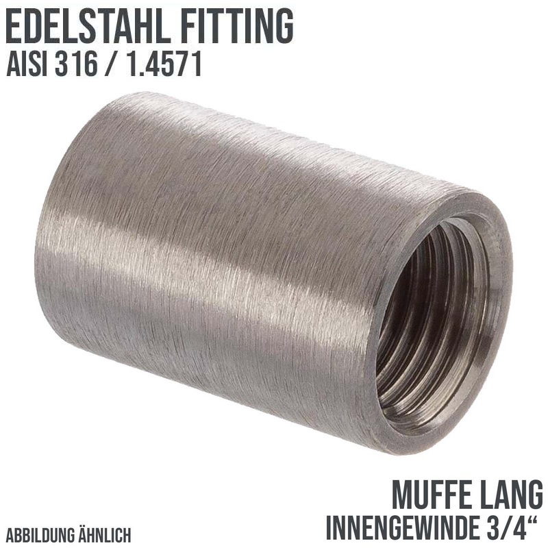 3/4" Edelstahl Fitting V4A AISI 316 Nr. 270 - Muffe lang (35,2 mm) Innengewinde IG - PN 16 bar