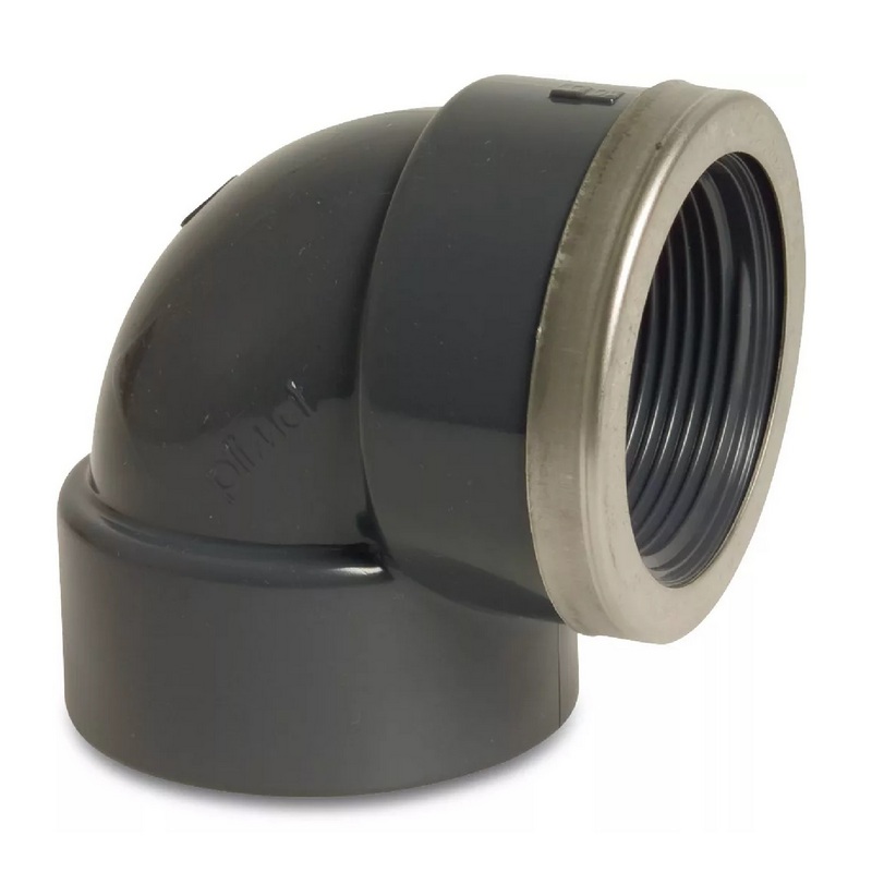 40 mm PVC Klebe Fitting Winkel 90° Innengewinde IG verstärkt 40 mm x 1 1/4" Muffe Verbinder - PN 16 bar