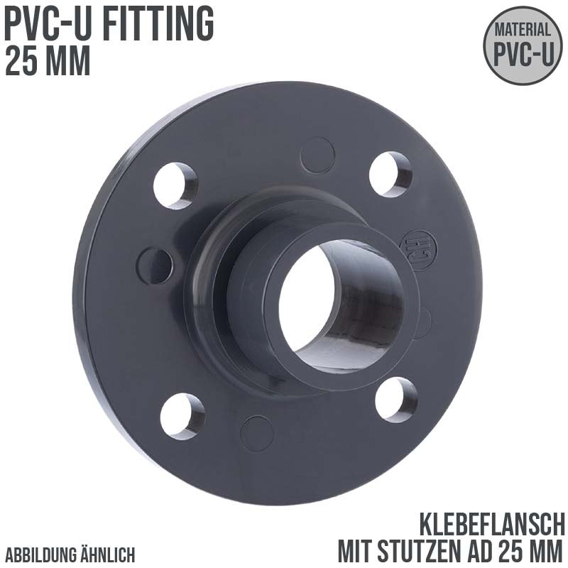 25 mm PVC Klebe Fitting Flansch mit Stutzen AD 25 mm - PN 10 bar