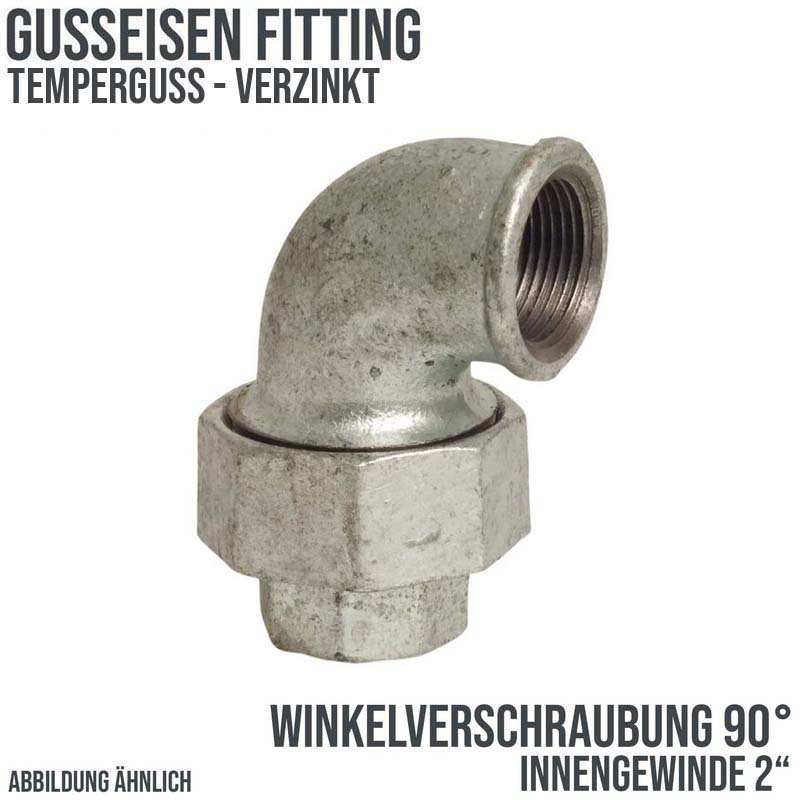 2" Gusseisen Temperguss Fitting Nr. 96 Winkelverschraubung 90° Innengewinde IG DVGW PN 25 bar
