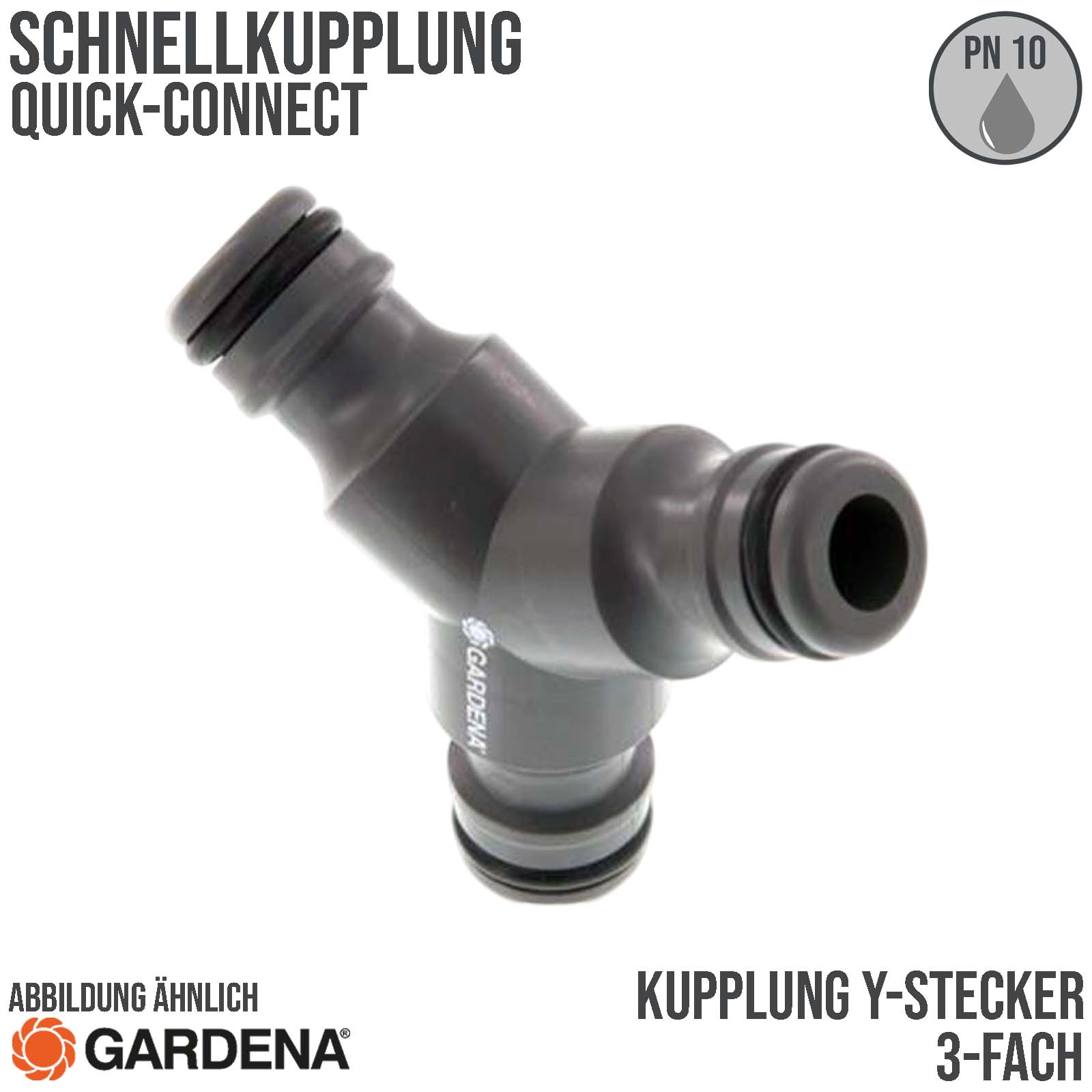 3-fach Y-Schlauch Verbinder GARDENA Click-System Quick Connect Stecker - PN 10 bar