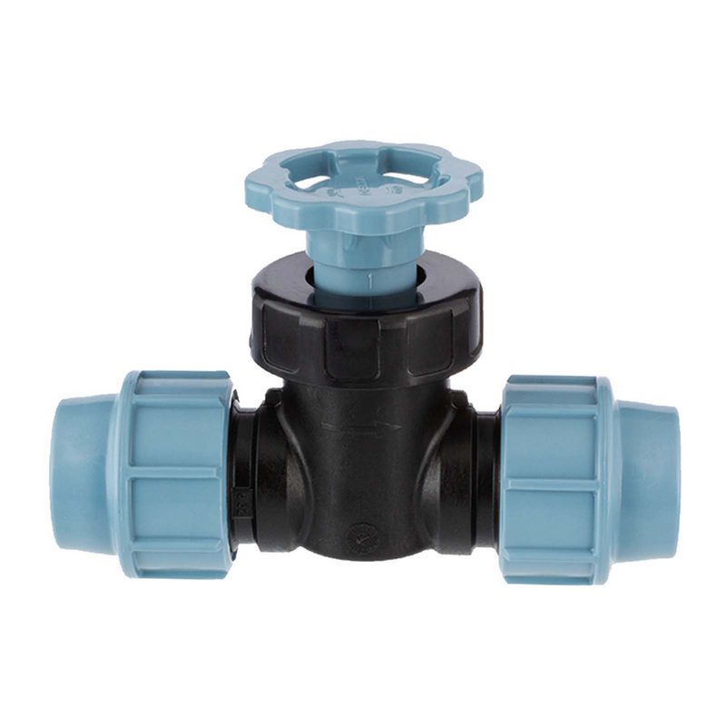 25 mm PE PP Durchgangsventil 2-fach Klemm Muffe Kupplung PN 16 bar DVGW KIWA WRAS Unidelta
