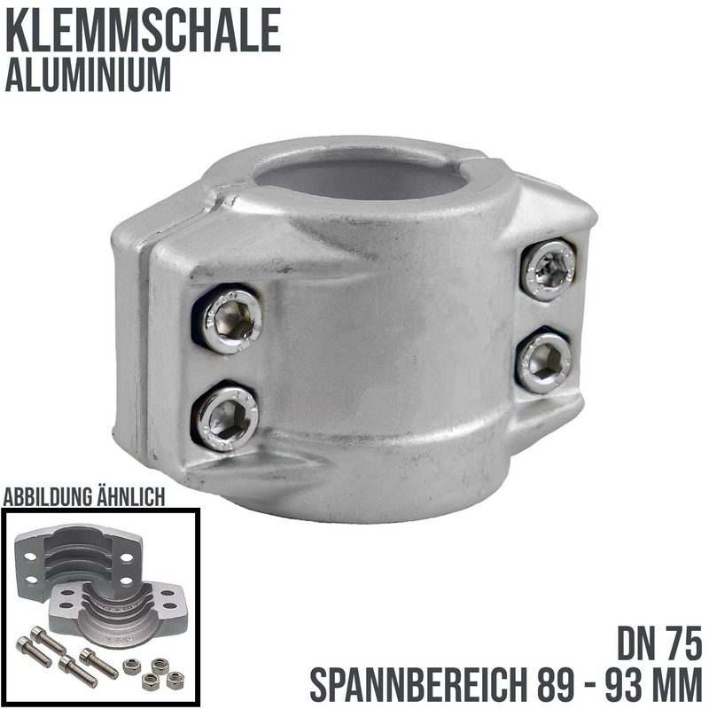 DN 75 Klemmschale Aluminium Spannbereich 89 - 93 mm für Schlauch ID x AD 75 x 91 mm - PN 25 bar