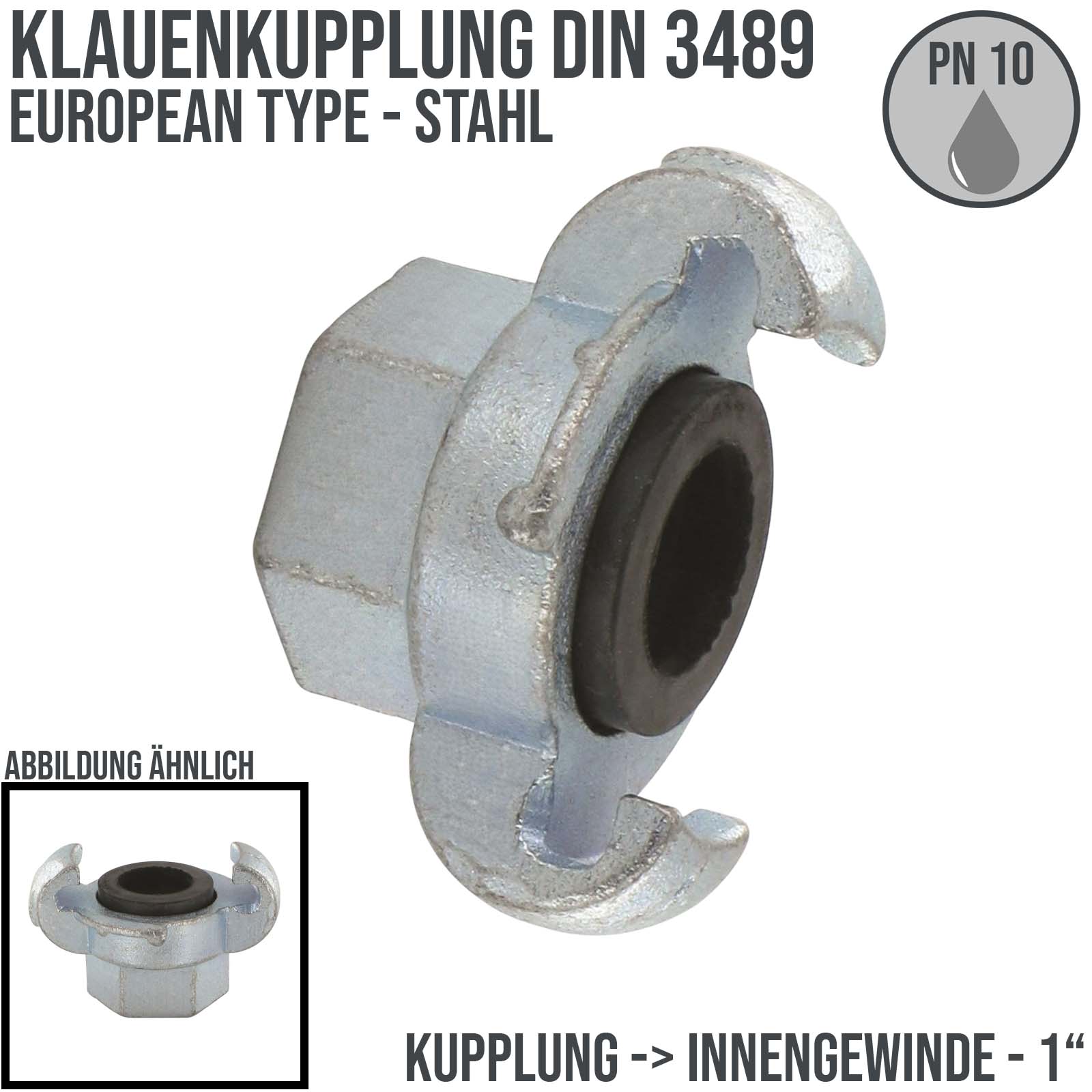 1" Klauen Kupplung Stahl European Type Abstand 42 mm Innengewinde IG - PN 10 bar