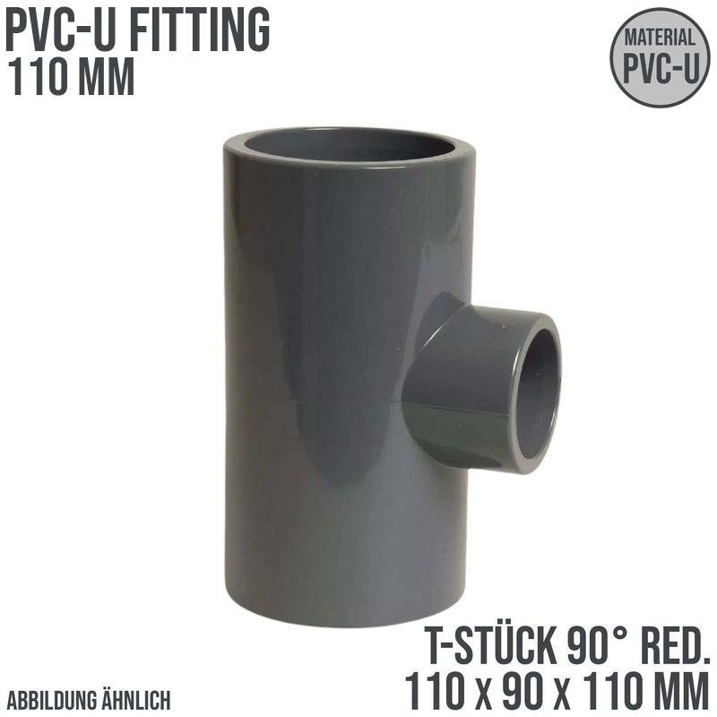 110 mm PVC Klebe Fitting T-Stück 90° Winkel reduziert 110 x 90 x 110 mm Muffe Verbinder - PN 16 bar