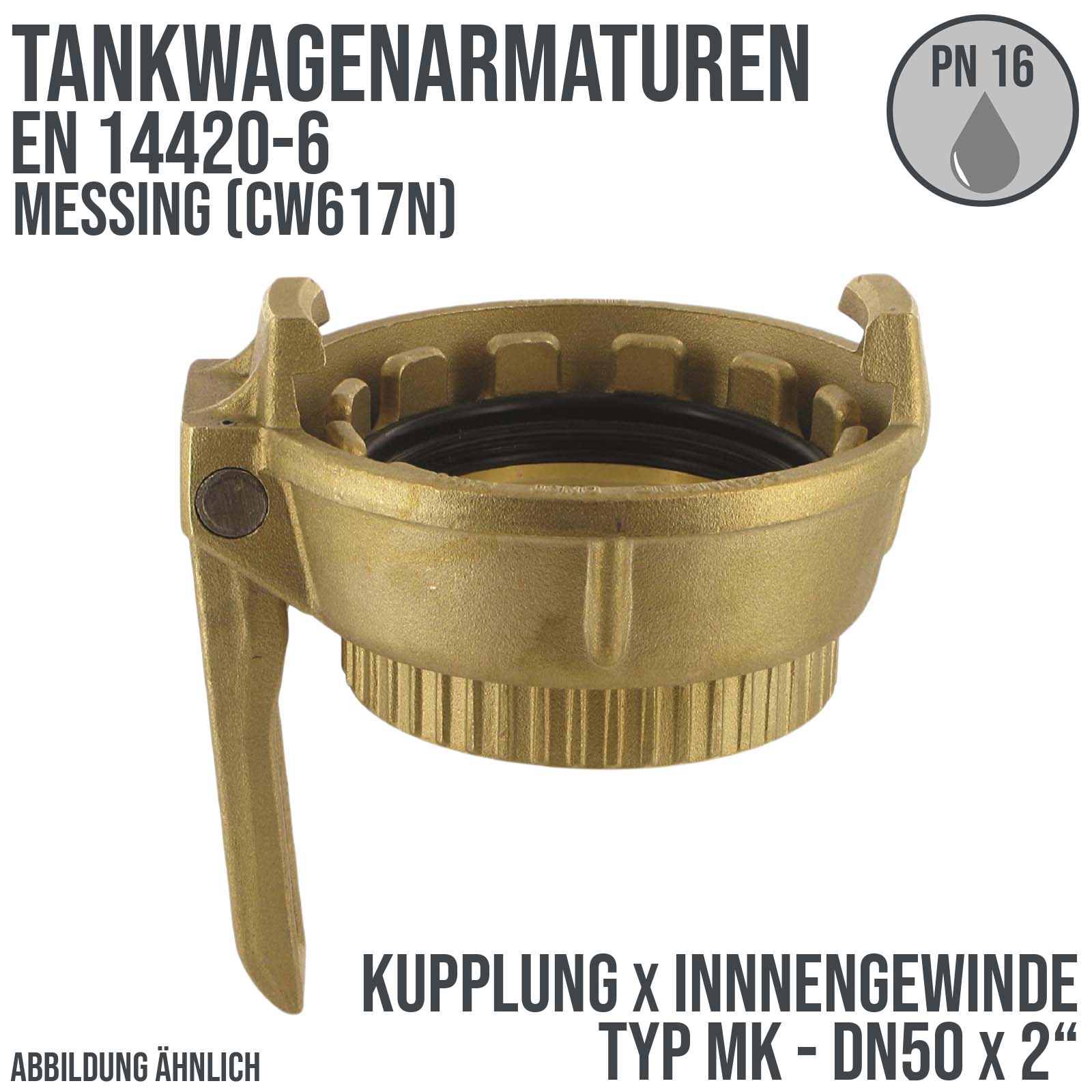 DN50 x 2" Zoll Tankwagen Kupplung Typ MK mit Innengewinde Messing (CW617N) - PN 16 bar