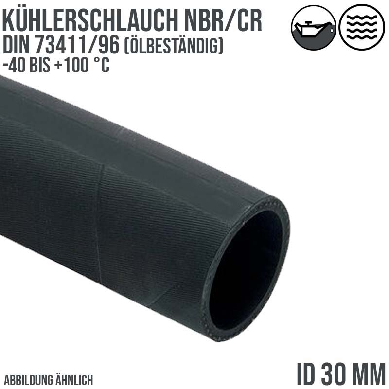 30 x 39 mm Kühler Heißwasser Universal Schlauch NBR/CR ölbeständig (ähnl. DIN73411/96) schwarz - PN 5 bar