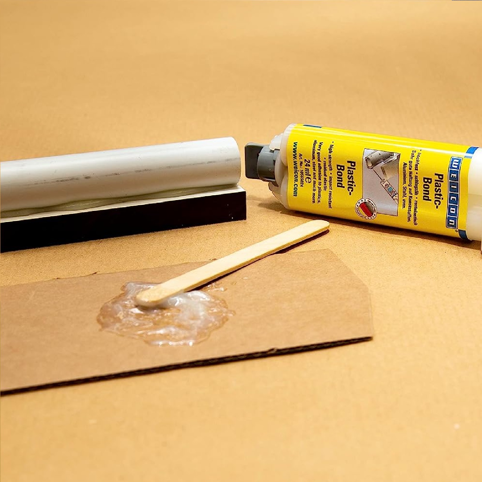 Plastic Bond 24ml Kunststoff Kleber Reparatur SET - cremeweiß
