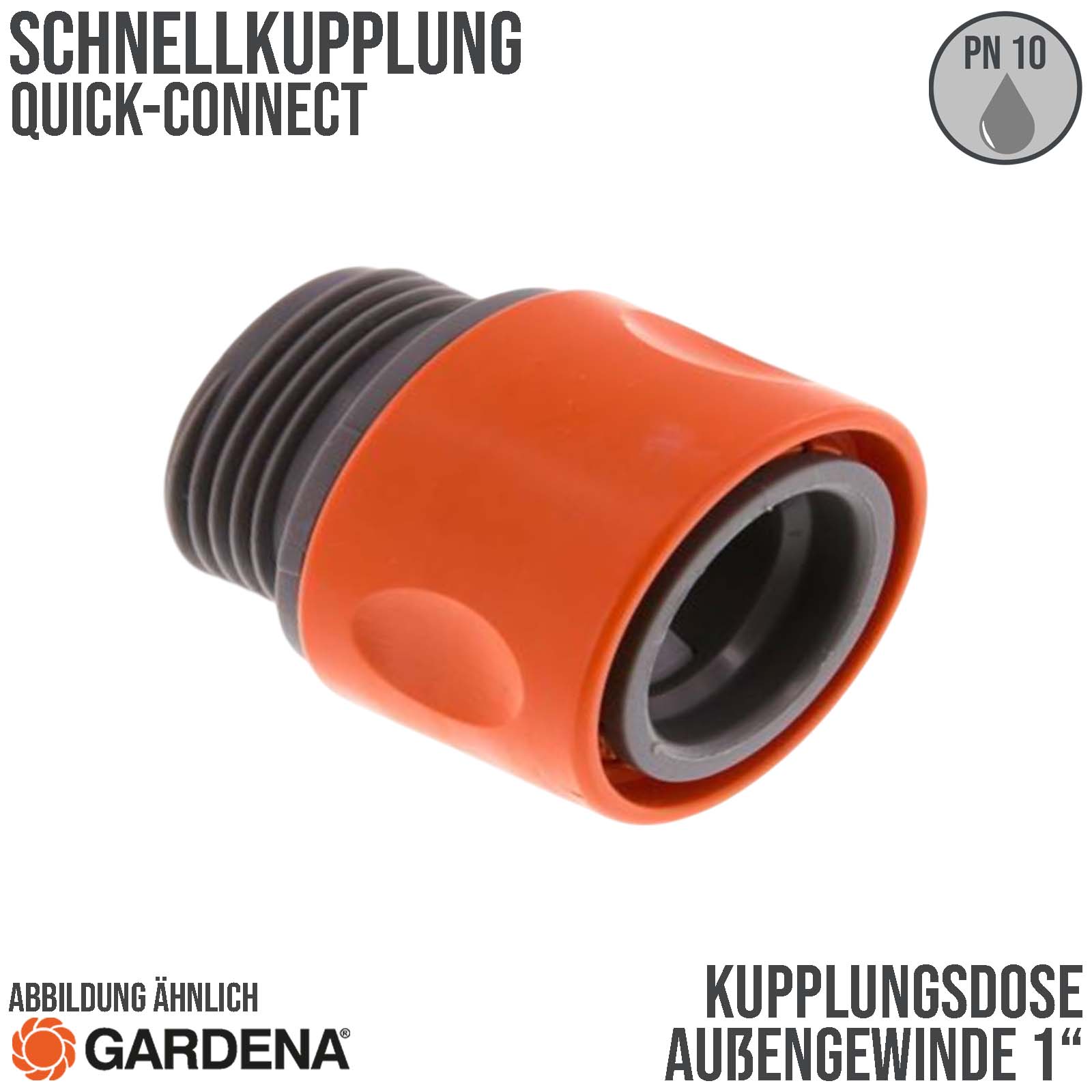 3/4 " GARDENA Schlauch Stück Kupplung Außengewinde AG Click-System Quick Connect - PN 10 bar