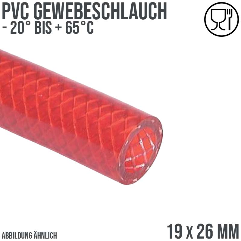 19 x 26 mm Gewebe Druckluft Universal Wasser Luft Kompressor Schlauch rot PN 11 bar