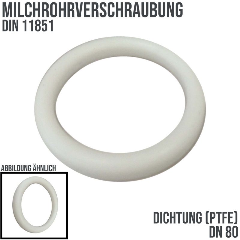 DN 80 Milchrohr DIN 11851 Dichtung PTFE weiß FDA - 85 x 95 x 5 mm