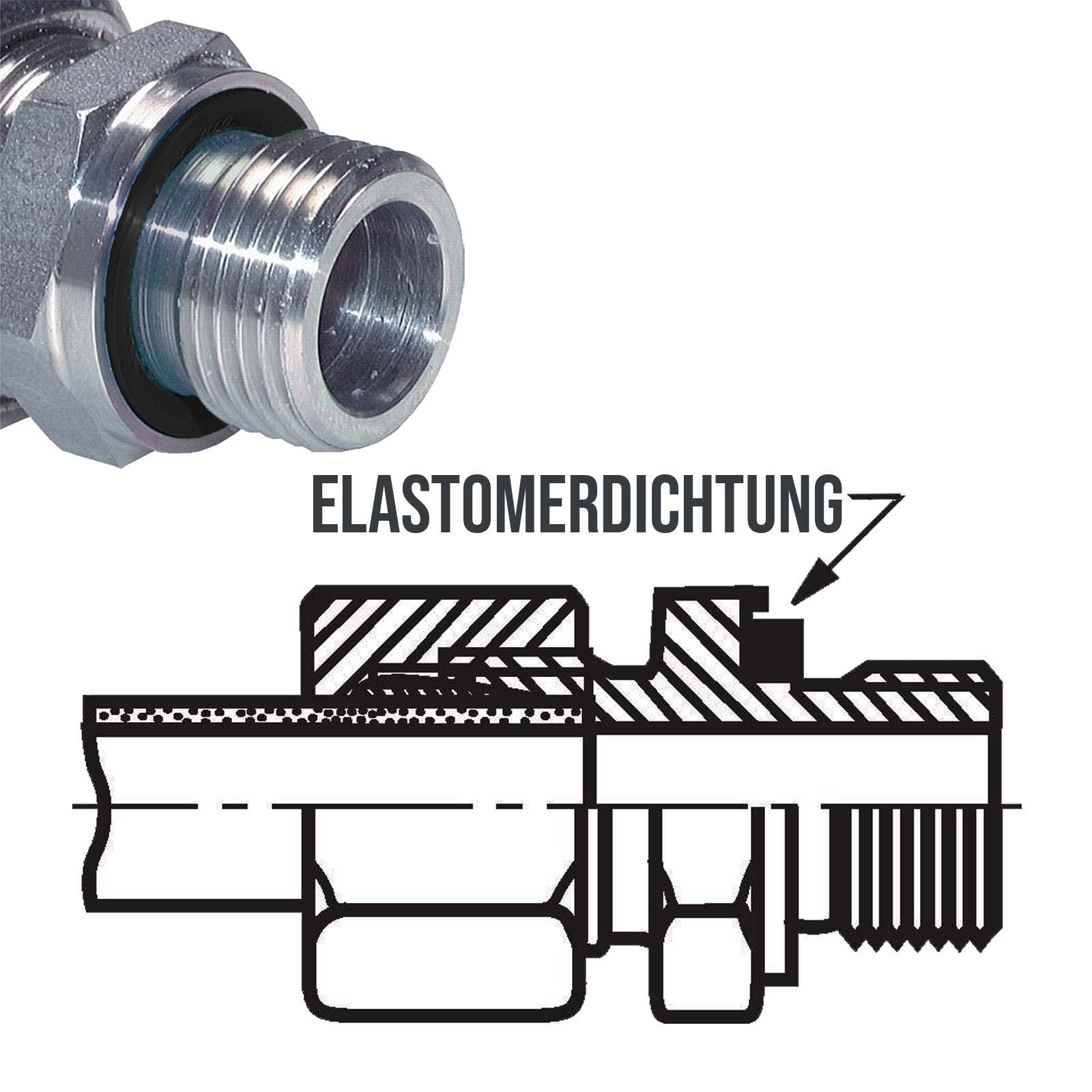1 1/2" AG 42 L Schneidring Verschraubung Außengewinde M 52 x 2,0 Stahl verzinkt Elastomer Dichtung NBR - PN 160 bar