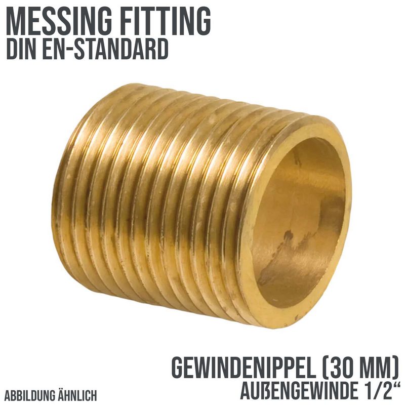 1/2" Gewindenippel Nr. 531 Außengewinde AG Messing Fittings PN 40 bar - Länge: 30 mm