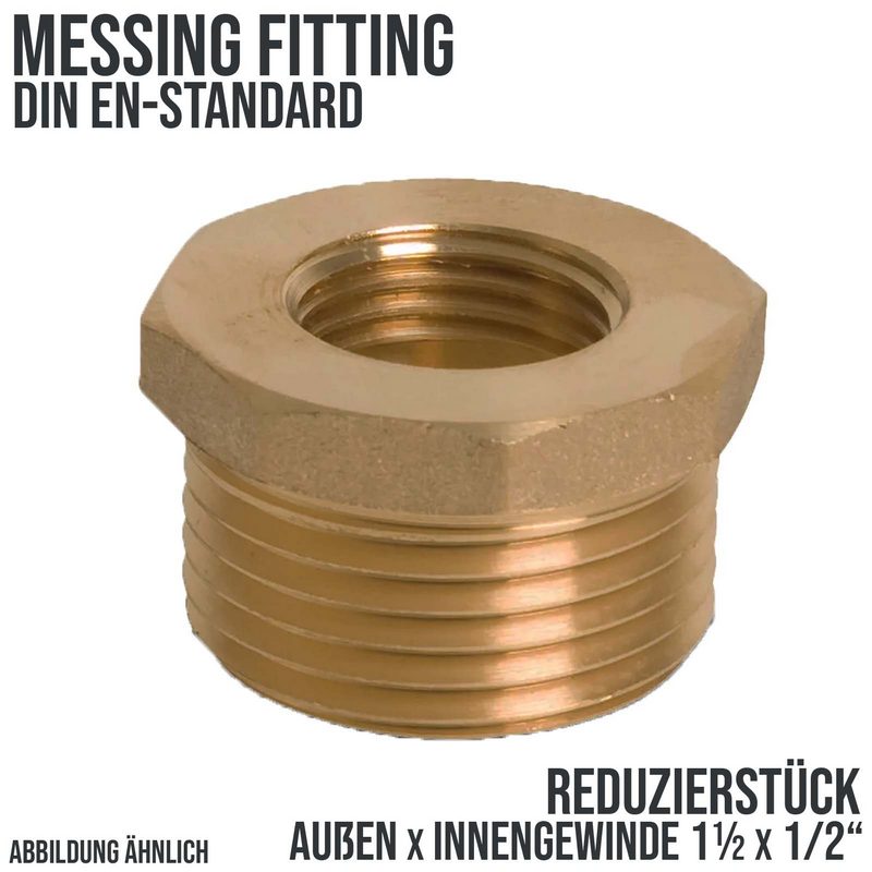 1 1/2" x 1/2" Reduzier Stück Nr. 241 Außen x Innengewinde AG x IG Messing Fittings PN 30 bar
