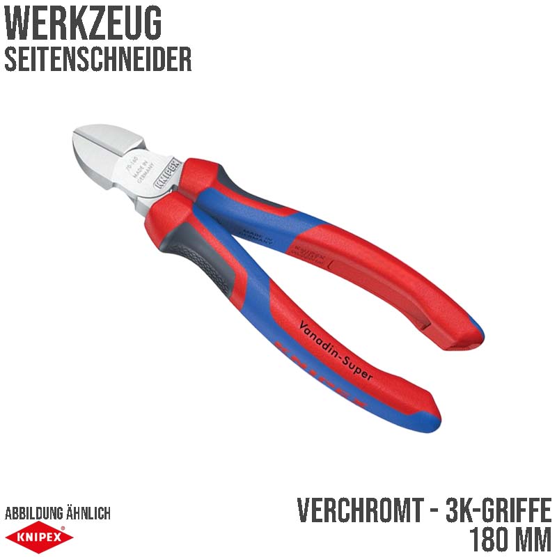 180 mm Seiten Schneider Zange verchromt 3K Griffe Knipex