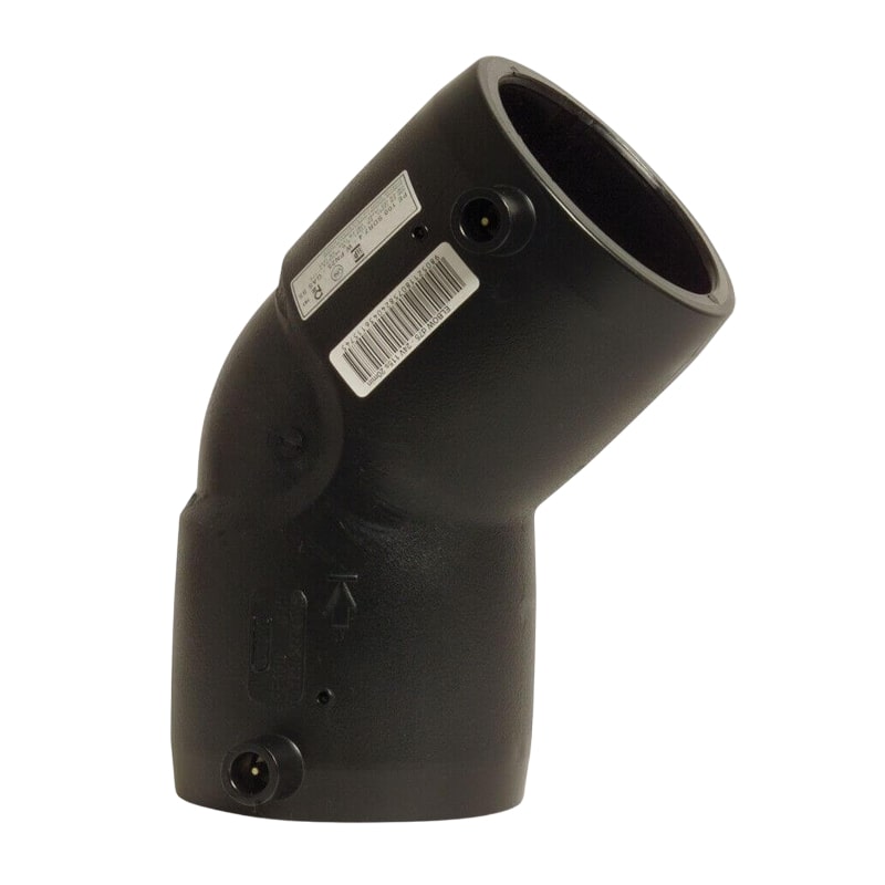 110 mm PE 100 Elektro Schweiß Fitting Winkel 45° Muffe SDR 11 DVGW 24 VAC schwarz