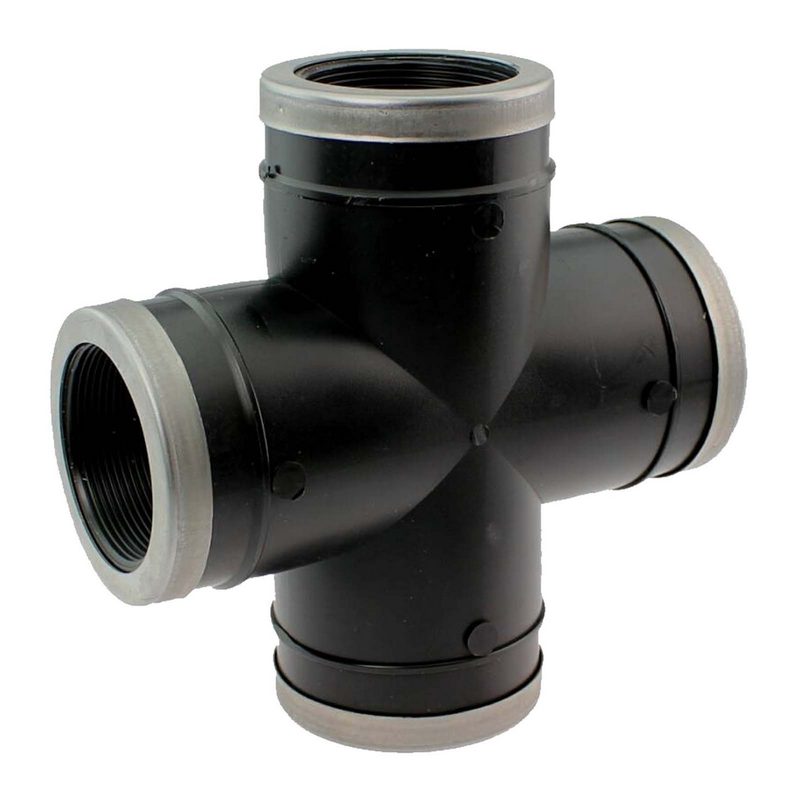 2 " PP Gewinde Fitting Kreuz schwarz Innen x Innengewinde IG Polypropylen - PN 10 bar