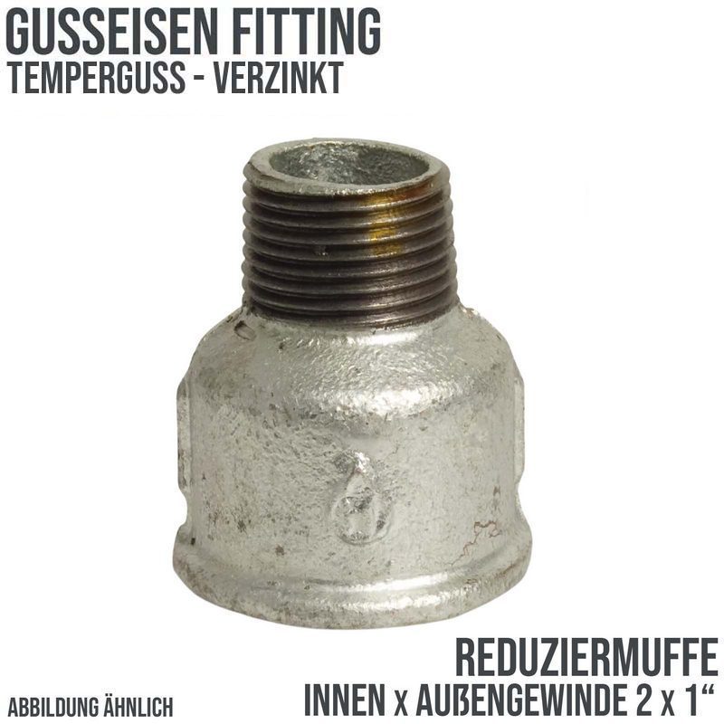 2" x 1" Gusseisen Temperguss Reduziermuffe Nr. 246 Innen x Außengewinde PN 25 bar
